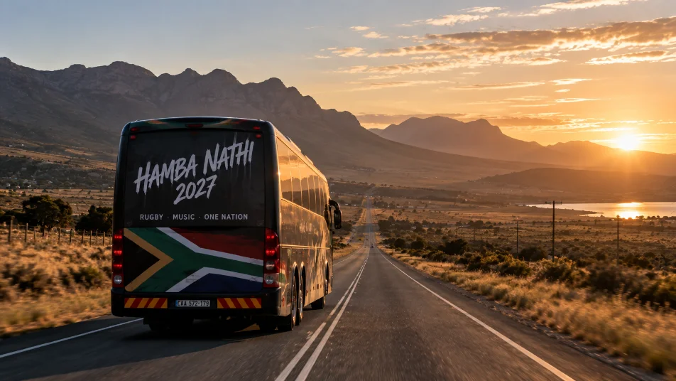A Hamba Nathi tour bus on an open road